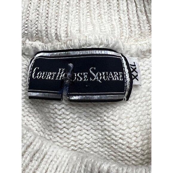 Vintage 90's Court House Square White Knit Crewneck Golf Sweater Men's Size XXL - Picture 4 of 10